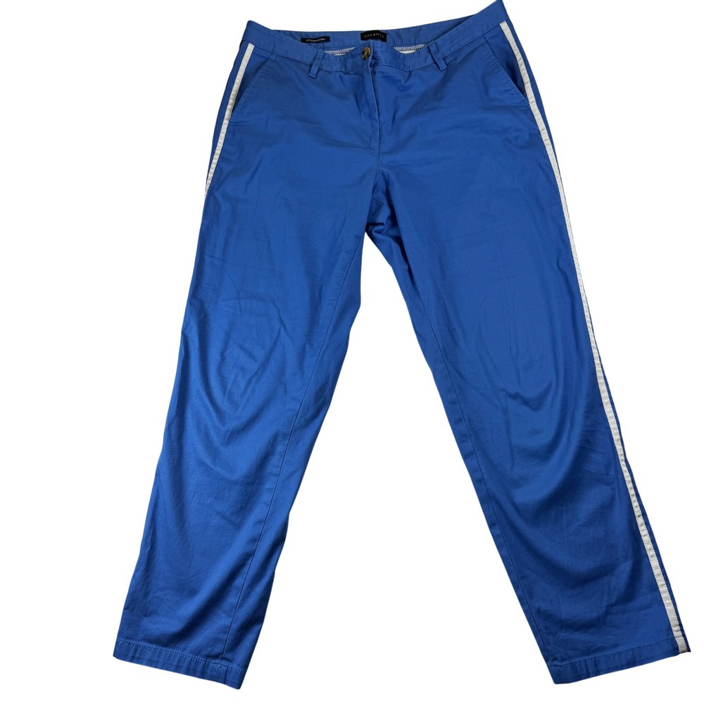 Talbots Relaxed Chino Blue Pants Women's Size 10 White Trim Casual Career